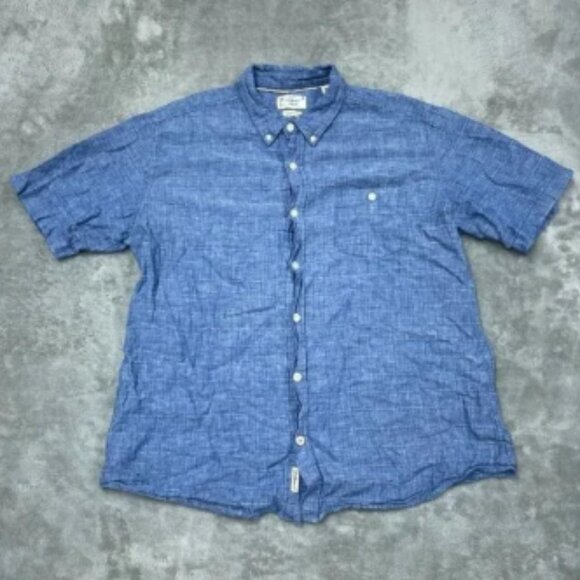 Weatherproof Vintage Blue Button-Down Shirt XL Linen Blend Casual Shirt a0989 - Picture 1 of 5